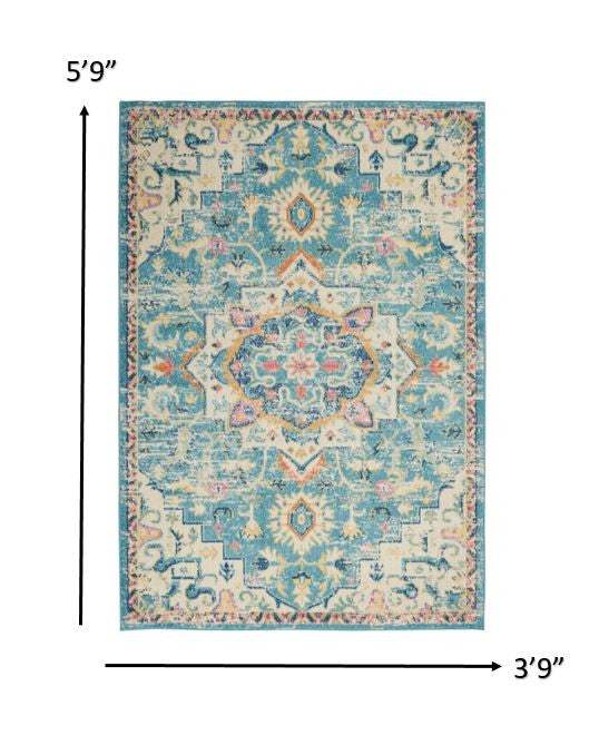 4' X 6' Blue And Ivory Dhurrie Area Rug - Homeroots - Flyclothing LLC