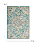 4' X 6' Blue And Ivory Dhurrie Area Rug - Homeroots