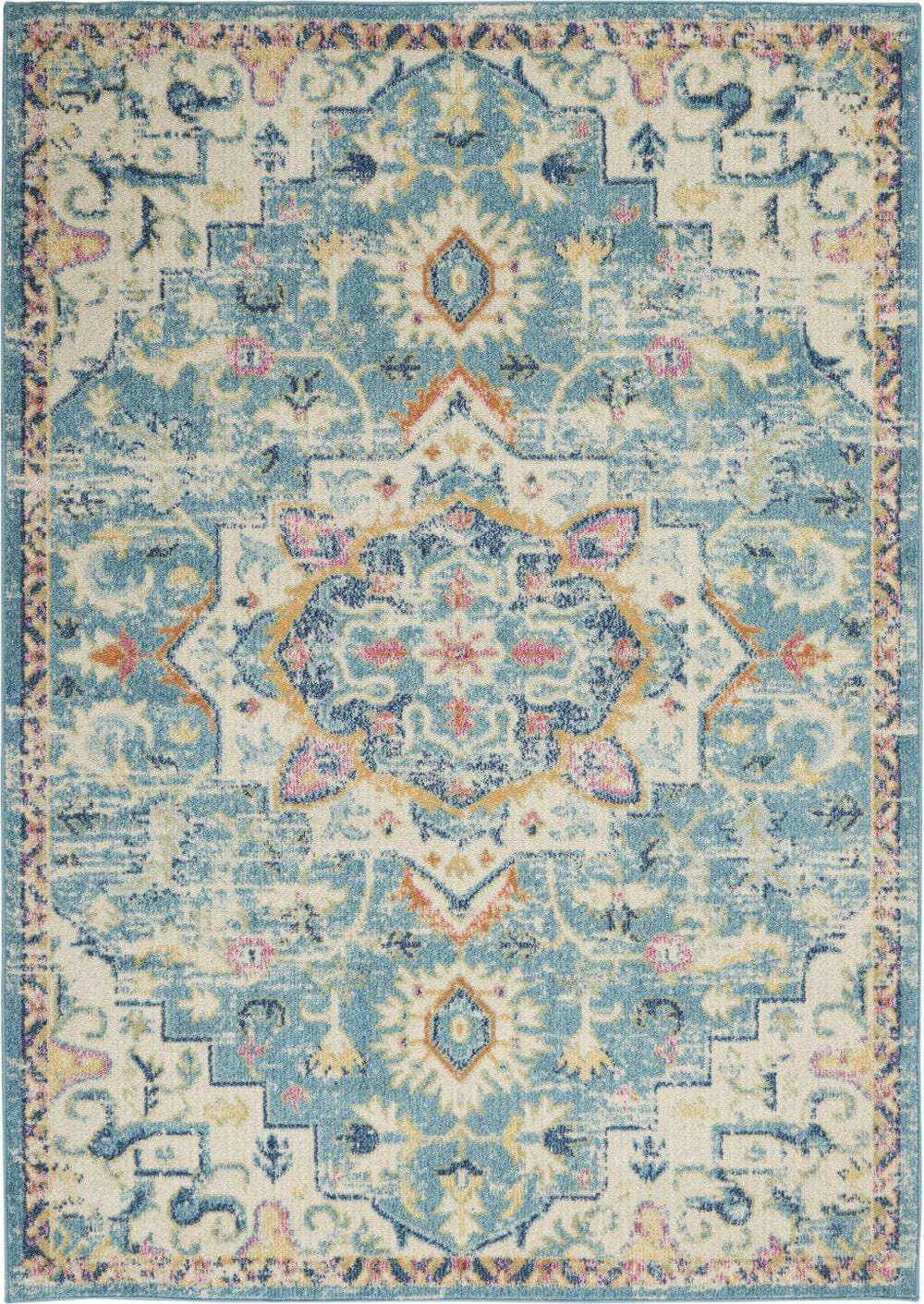 5' X 7' Blue And Ivory Dhurrie Area Rug - Homeroots - Flyclothing LLC