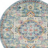 5' Blue And Ivory Round Dhurrie Area Rug - Homeroots