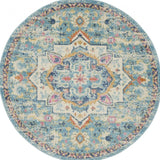 5' Blue And Ivory Round Dhurrie Area Rug - Homeroots