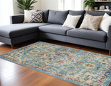 7' X 10' Blue And Ivory Dhurrie Area Rug - Homeroots