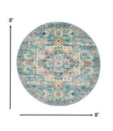 8' Blue And Ivory Round Dhurrie Area Rug - Homeroots - Flyclothing LLC