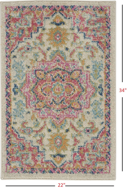 2' X 3' Pink And Ivory Southwestern Dhurrie Area Rug - Homeroots