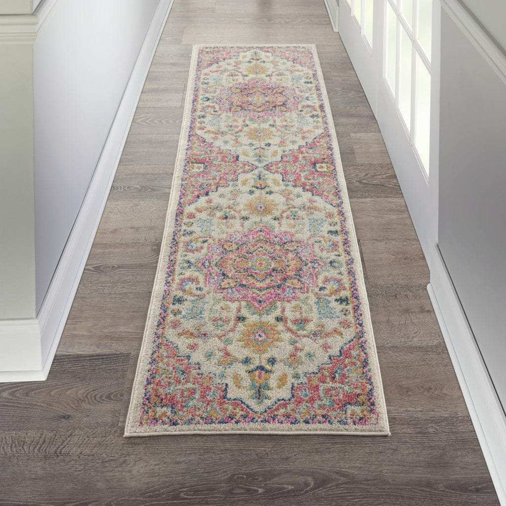 6' Pink And Ivory Southwestern Dhurrie Runner Rug - Homeroots - Flyclothing LLC