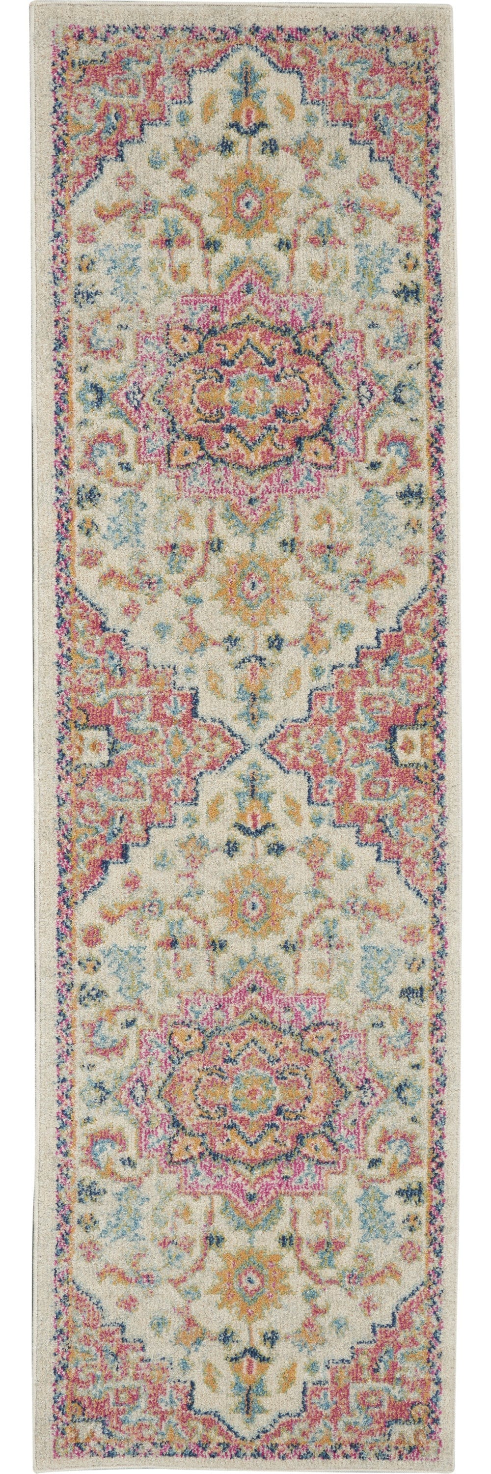 6' Pink And Ivory Southwestern Dhurrie Runner Rug - Homeroots