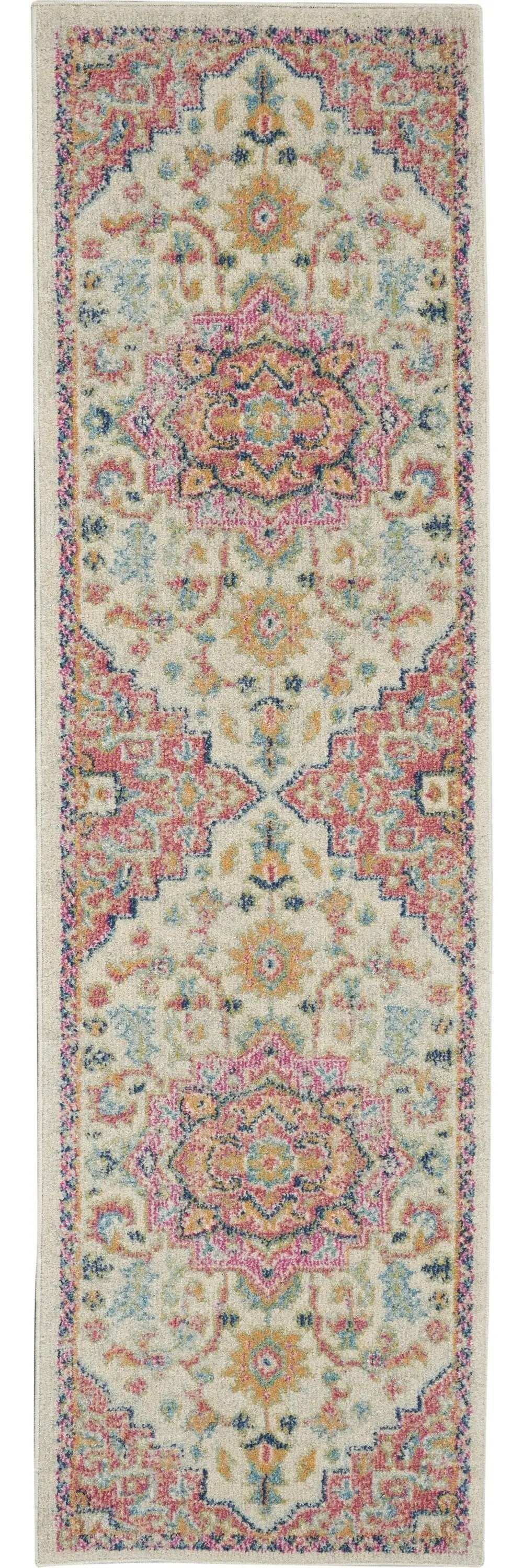 6' Pink And Ivory Southwestern Dhurrie Runner Rug - Homeroots - Flyclothing LLC