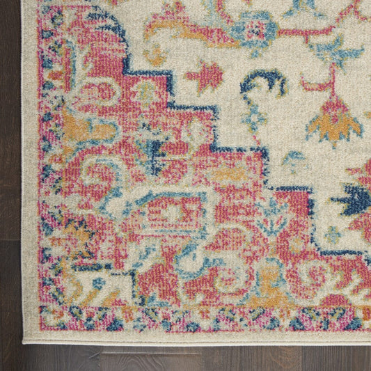 6' Pink And Ivory Southwestern Dhurrie Runner Rug - Homeroots