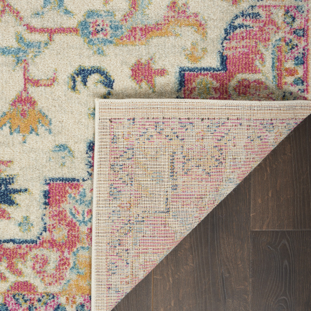 4' X 6' Pink And Ivory Southwestern Dhurrie Area Rug