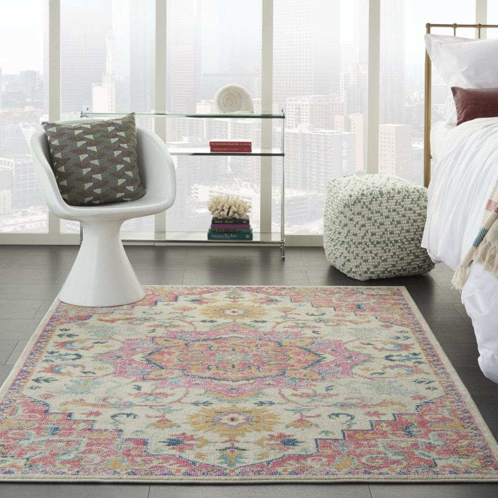 4' X 6' Pink And Ivory Southwestern Dhurrie Area Rug - Homeroots - Flyclothing LLC