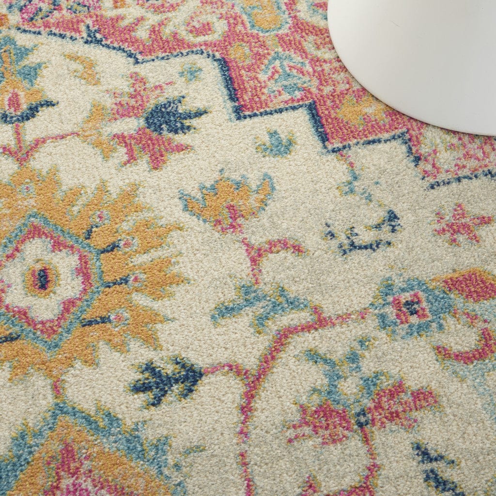 4' X 6' Pink And Ivory Southwestern Dhurrie Area Rug - Homeroots