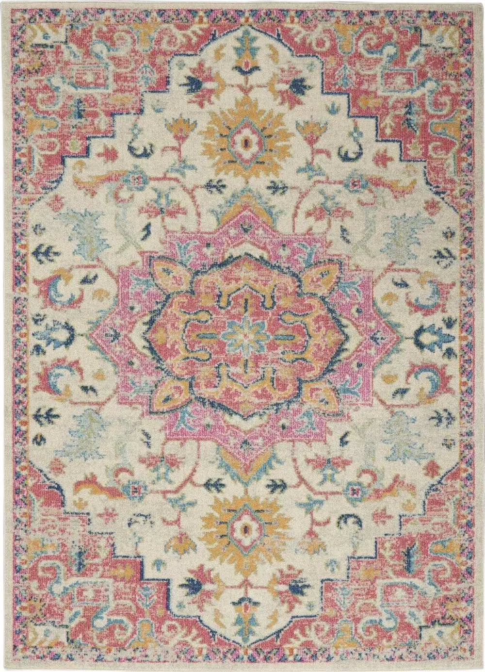 4' X 6' Pink And Ivory Southwestern Dhurrie Area Rug - Homeroots - Flyclothing LLC