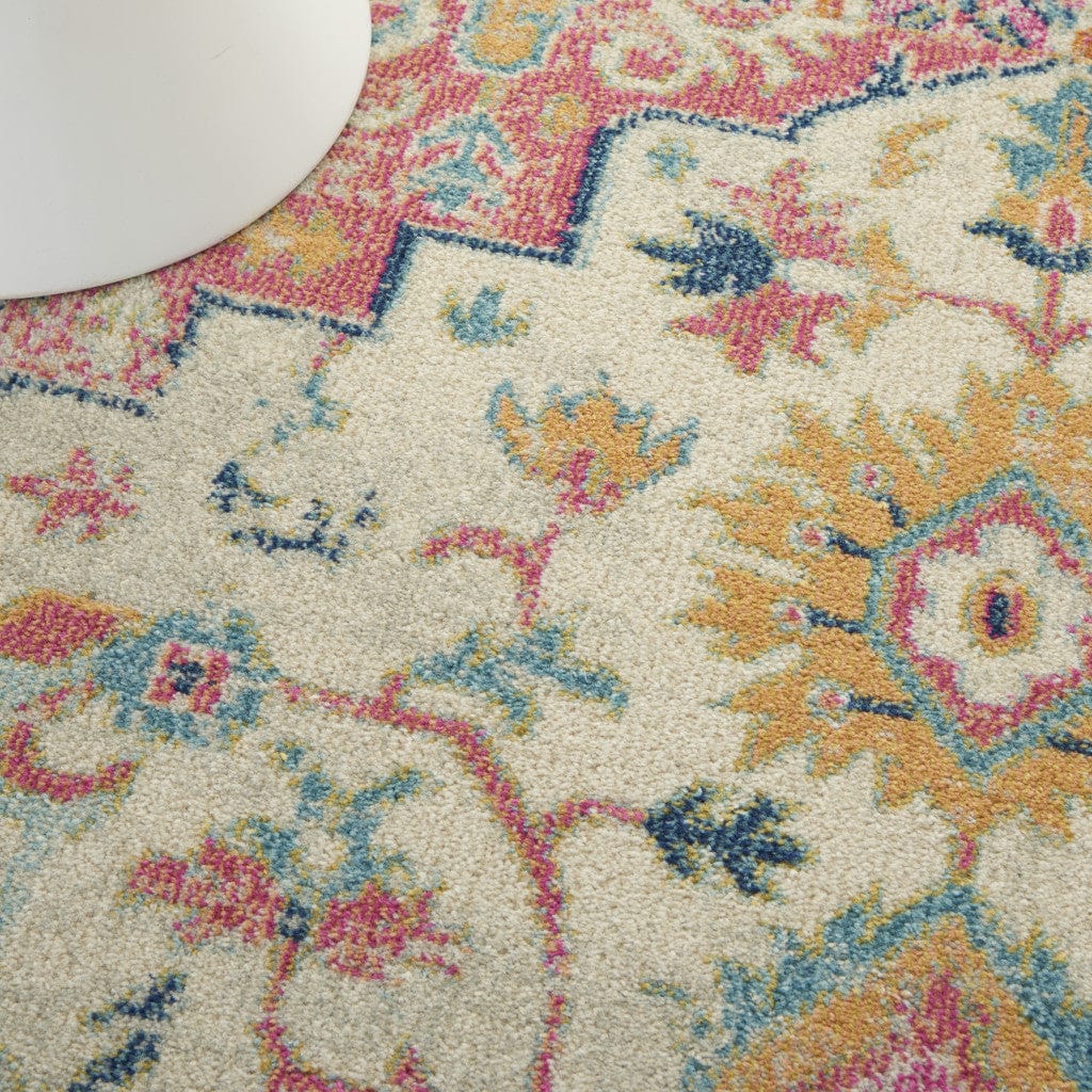 5' X 7' Pink And Ivory Southwestern Dhurrie Area Rug - Homeroots