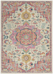 5' X 7' Pink And Ivory Southwestern Dhurrie Area Rug - Homeroots