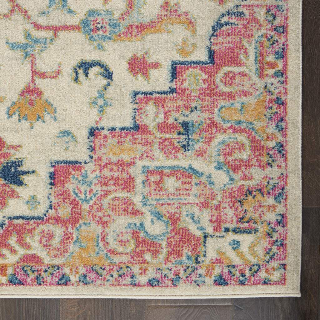 7' X 10' Pink And Ivory Southwestern Dhurrie Area Rug - Homeroots - Flyclothing LLC