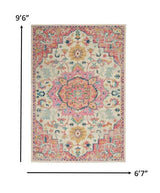 7' X 10' Pink And Ivory Southwestern Dhurrie Area Rug - Homeroots - Flyclothing LLC