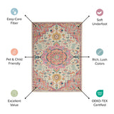 8' Pink And Ivory Round Southwestern Dhurrie Area Rug - Homeroots - Flyclothing LLC