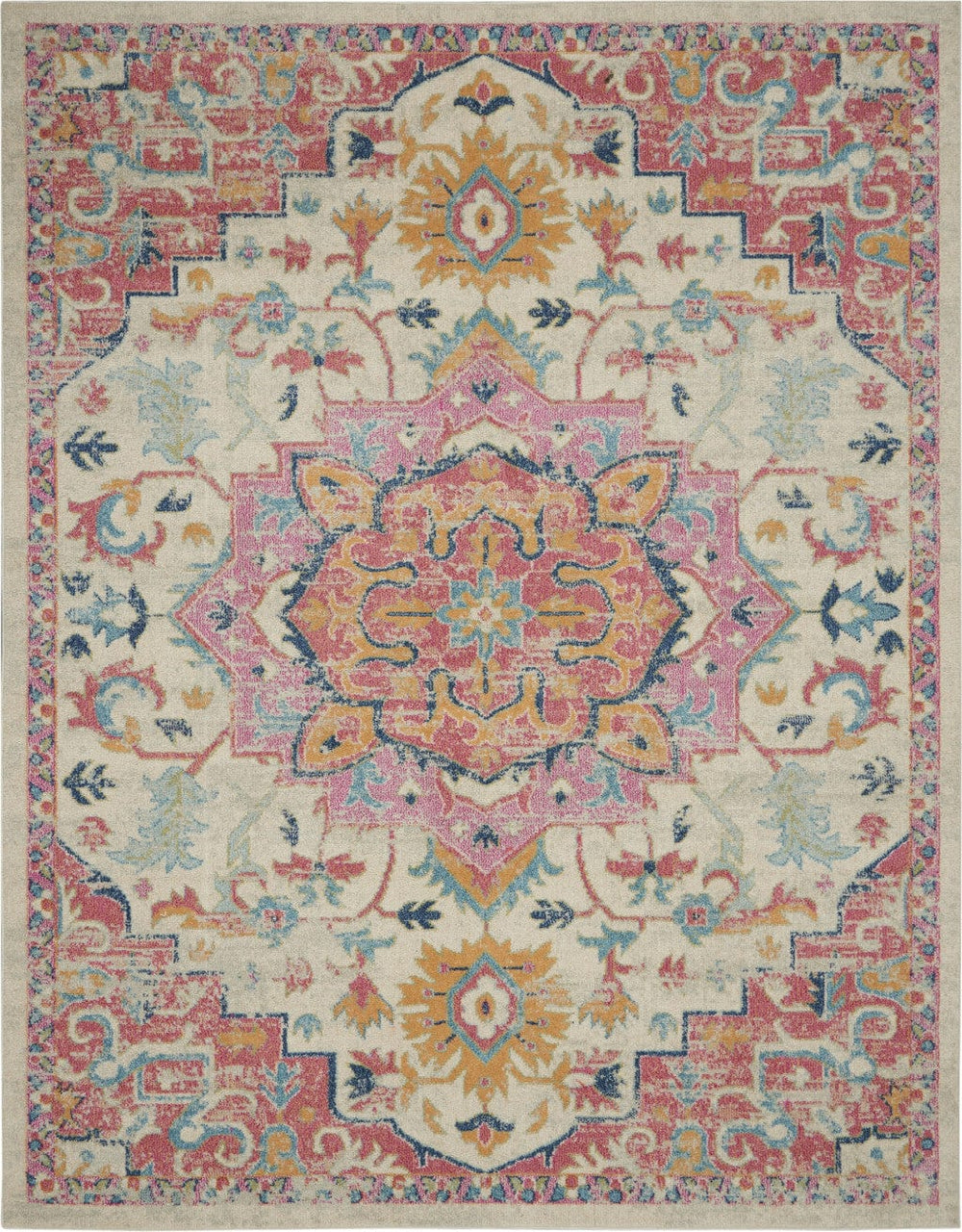 8' X 10' Pink And Ivory Southwestern Dhurrie Area Rug - Homeroots
