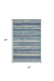 2' X 3' Blue and Ivory Striped Power Loom Area Rug - Homeroots - Flyclothing LLC