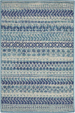 2' X 3' Blue and Ivory Striped Power Loom Area Rug - Homeroots - Flyclothing LLC