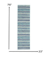 8' Navy Blue Southwestern Power Loom Runner Rug - Homeroots - Flyclothing LLC