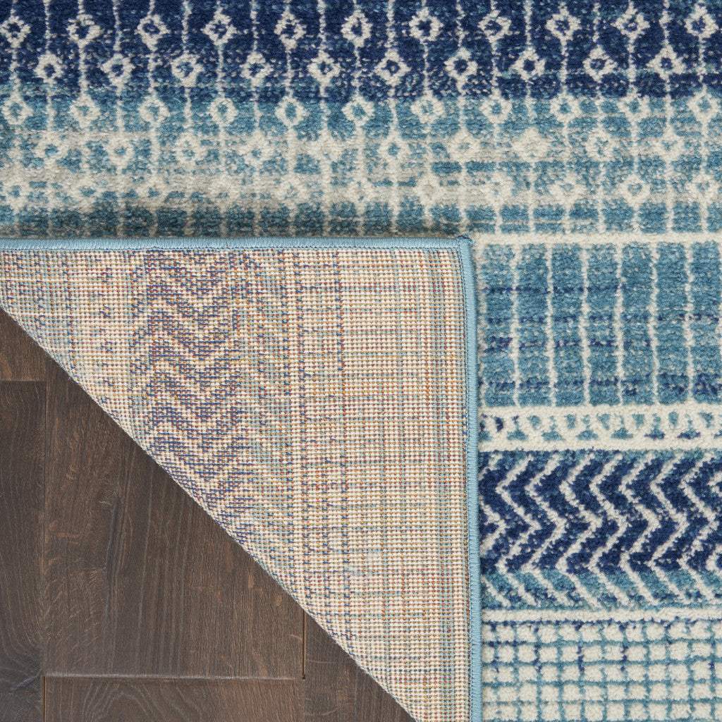 8' Navy Blue Southwestern Power Loom Runner Rug - Homeroots - Flyclothing LLC