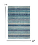 5' X 7' Navy Blue Southwestern Power Loom Area Rug - Homeroots
