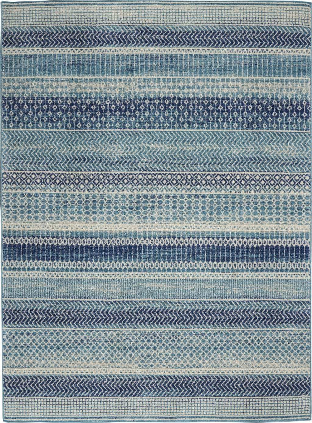 5' X 7' Navy Blue Southwestern Power Loom Area Rug - Homeroots - Flyclothing LLC