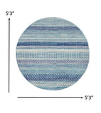 5' Navy Blue Round Southwestern Power Loom Area Rug - Homeroots