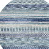 5' Navy Blue Round Southwestern Power Loom Area Rug - Homeroots - Flyclothing LLC