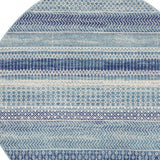 5' Navy Blue Round Southwestern Power Loom Area Rug - Homeroots