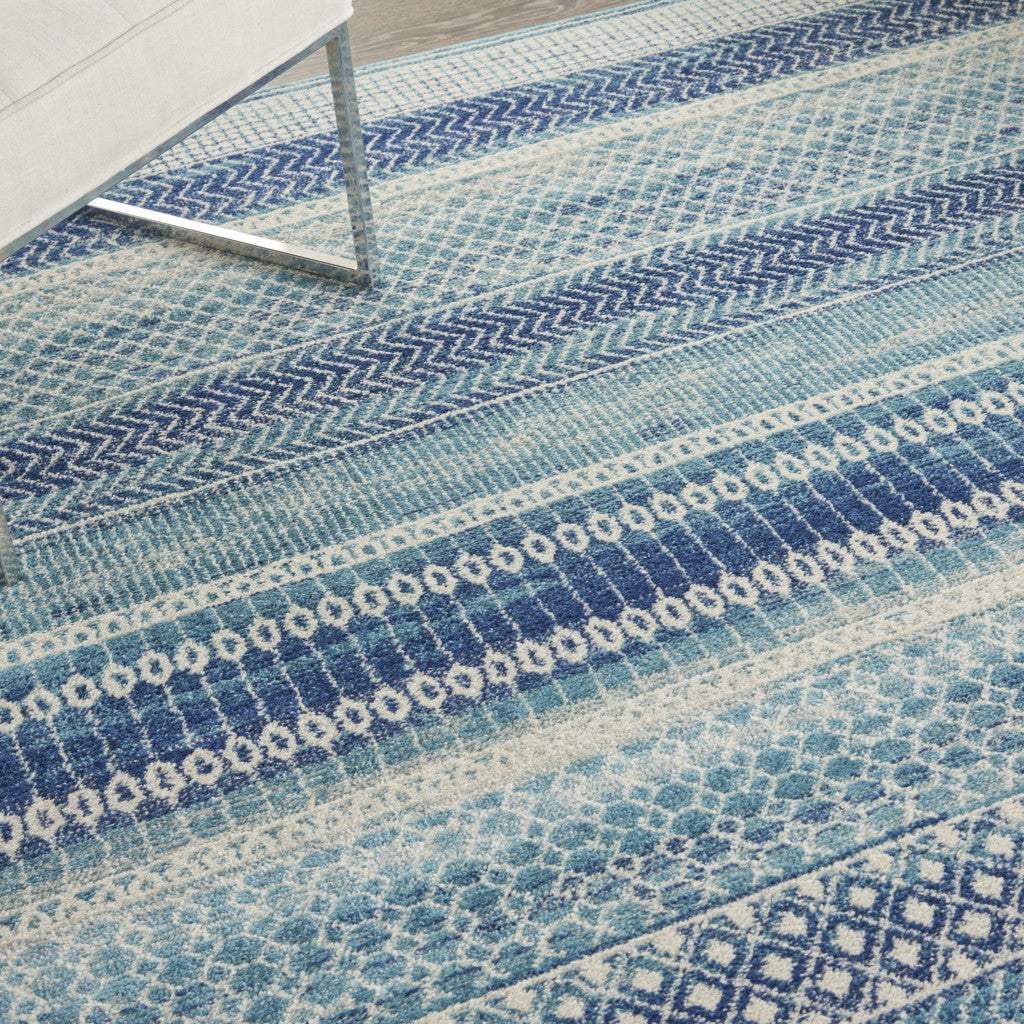 7' X 10' Navy Blue Southwestern Power Loom Area Rug - Homeroots - Flyclothing LLC