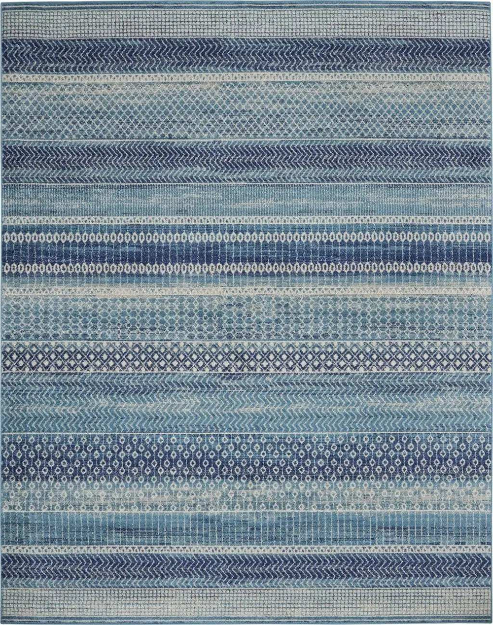 7' X 10' Navy Blue Southwestern Power Loom Area Rug - Homeroots - Flyclothing LLC