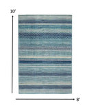 8' X 10' Navy Blue Southwestern Power Loom Area Rug - Homeroots