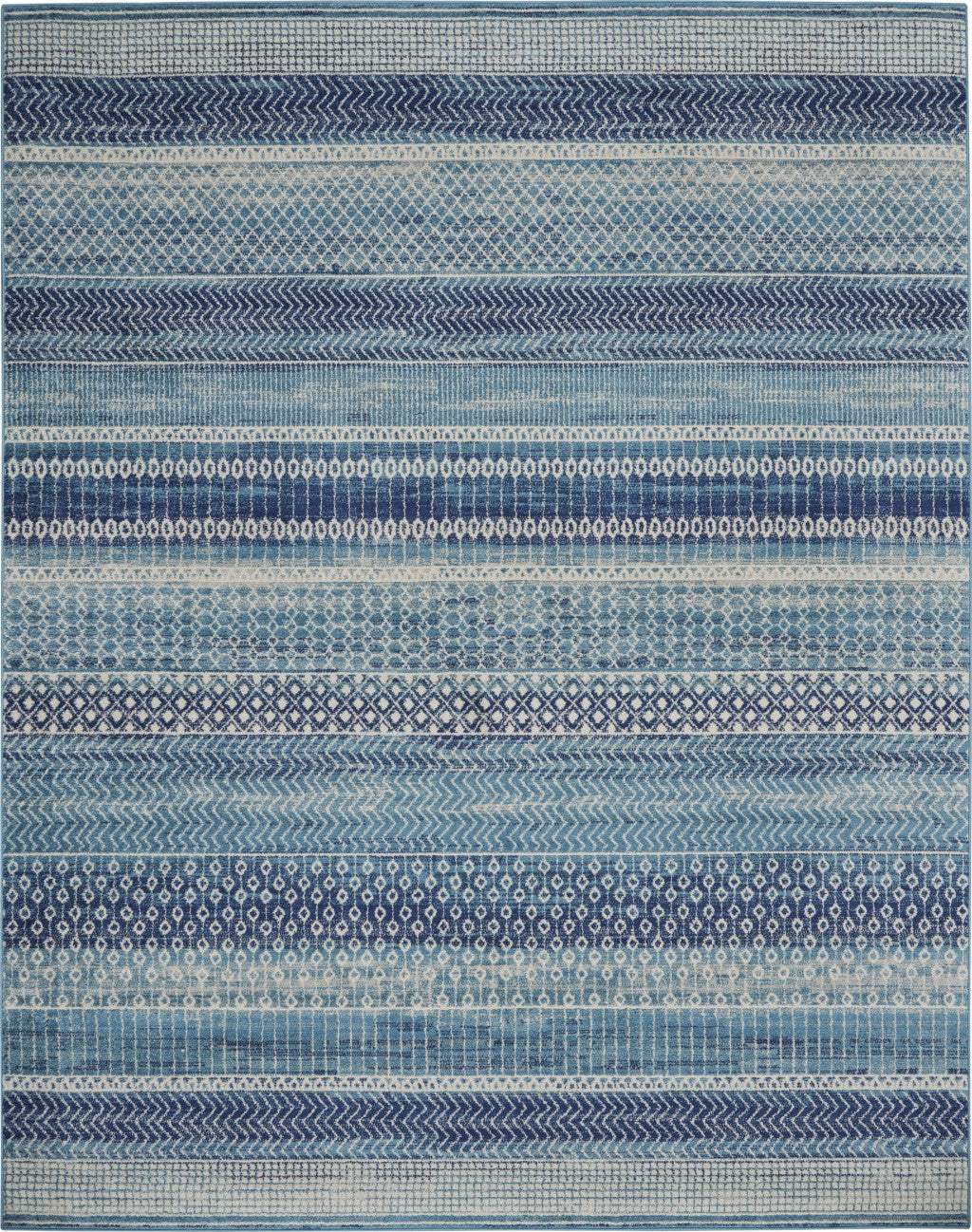 8' X 10' Navy Blue Southwestern Power Loom Area Rug - Homeroots - Flyclothing LLC