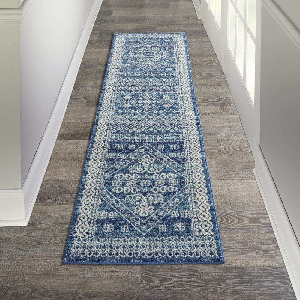 8' Navy Blue Shag Power Loom Runner Rug - Homeroots - Flyclothing LLC
