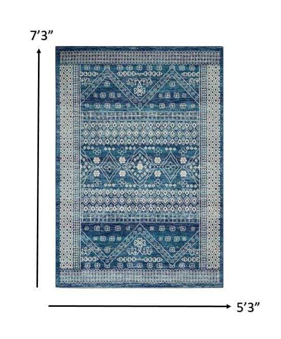 5' X 7' Navy Blue Power Loom Area Rug - Homeroots - Flyclothing LLC