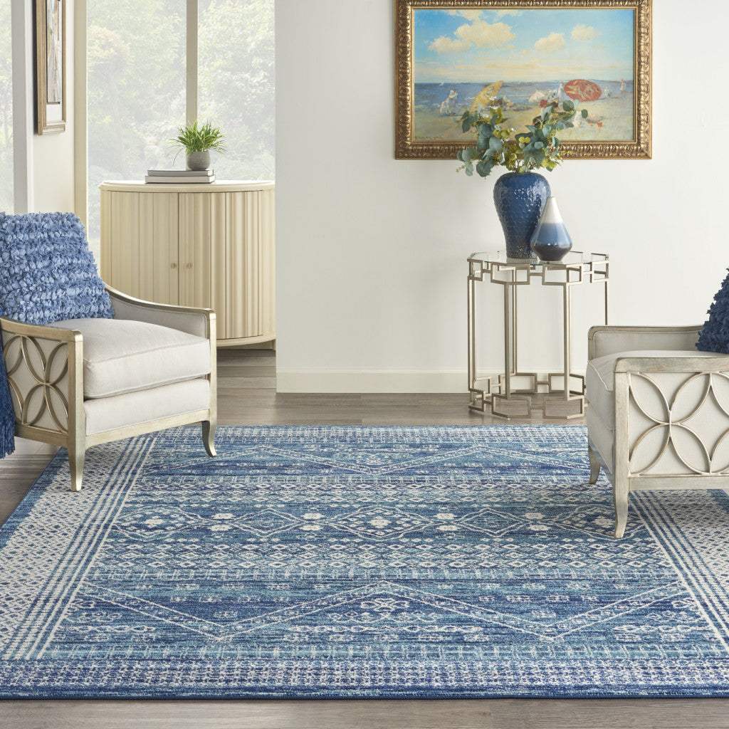 8' X 10' Navy Blue Power Loom Area Rug - Homeroots - Flyclothing LLC