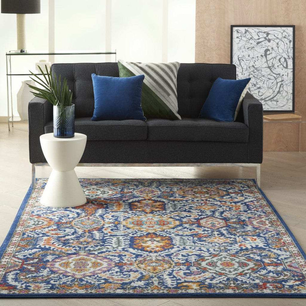 4' X 6' Blue And Ivory Power Loom Area Rug - Homeroots - Flyclothing LLC