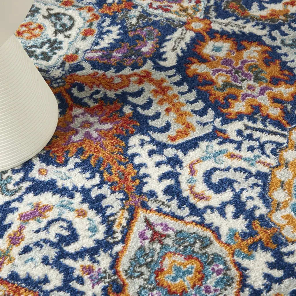 4' X 6' Blue And Ivory Power Loom Area Rug - Homeroots - Flyclothing LLC