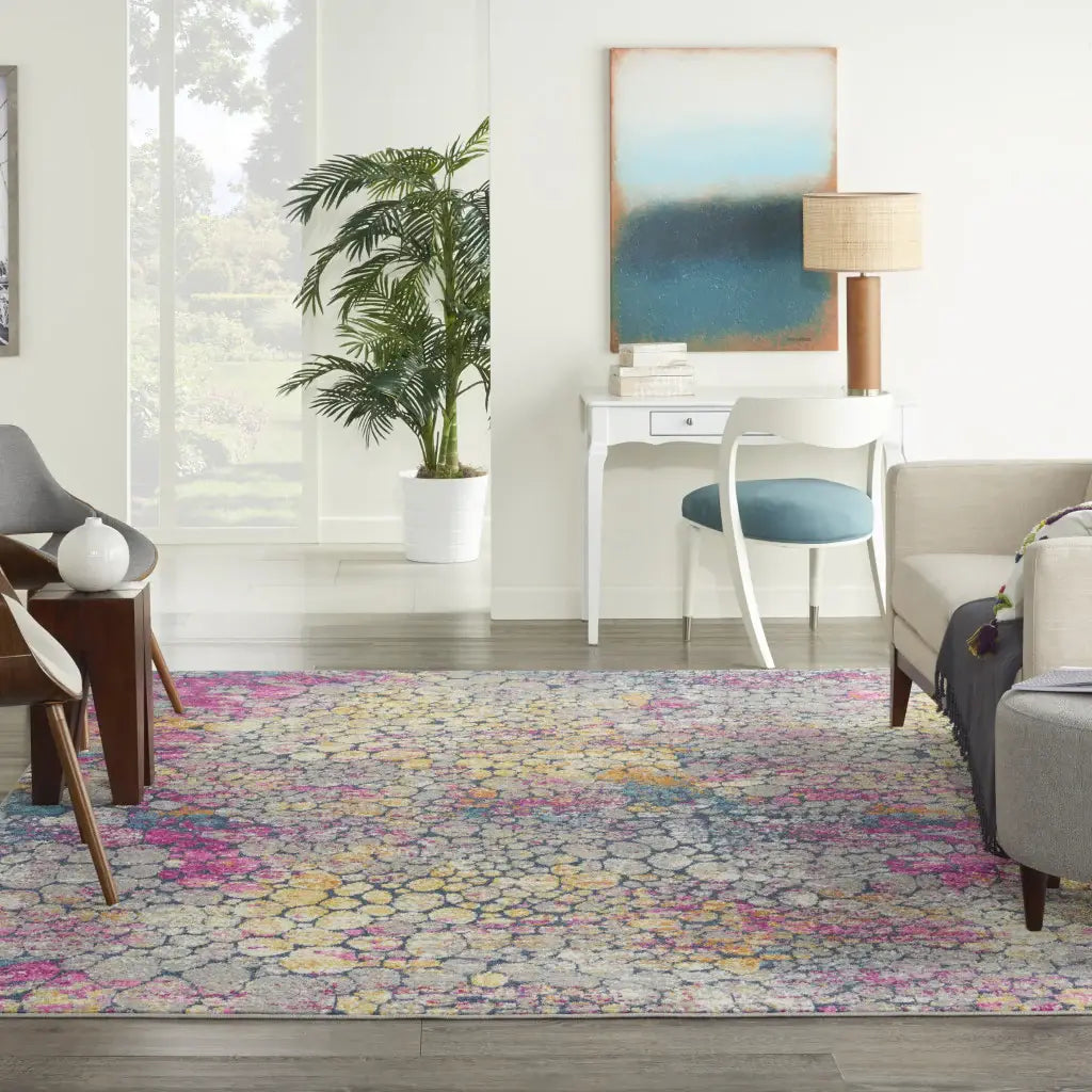 7' X 10' Pink And Ivory Coral Power Loom Area Rug - Homeroots - Flyclothing LLC