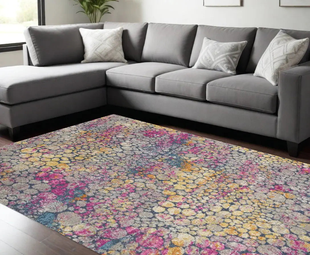 7' X 10' Pink And Ivory Coral Power Loom Area Rug - Homeroots - Flyclothing LLC
