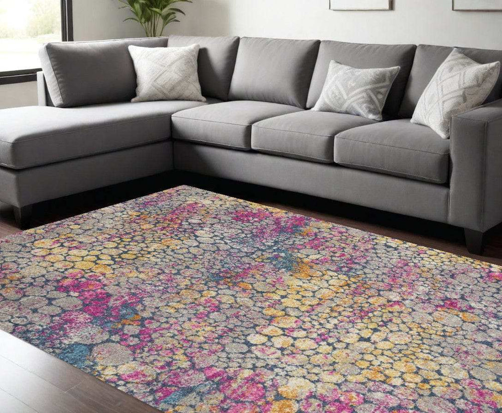 7' X 10' Pink And Ivory Coral Power Loom Area Rug - Homeroots - Flyclothing LLC