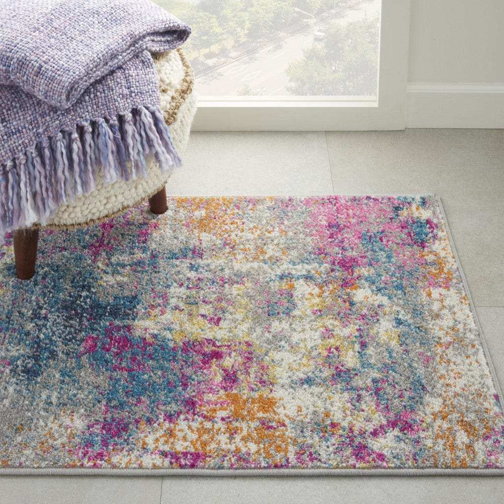 2' X 3' Blue And Pink Abstract Power Loom Area Rug - Homeroots - Flyclothing LLC