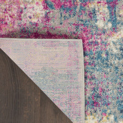 10' Blue And Pink Abstract Power Loom Runner Rug - Homeroots