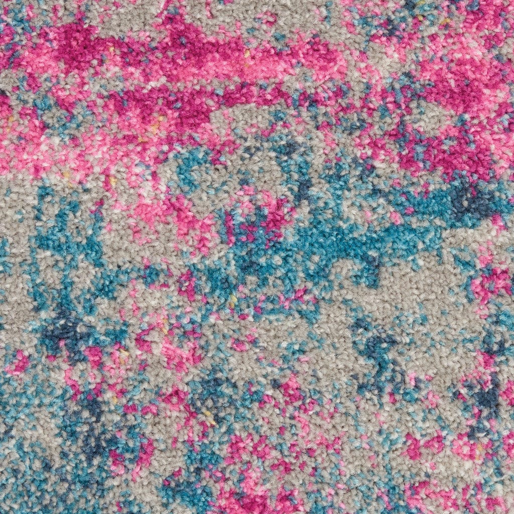 5' X 7' Blue And Pink Abstract Power Loom Area Rug - Homeroots