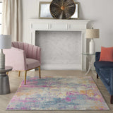 5' X 7' Blue And Pink Abstract Power Loom Area Rug - Homeroots - Flyclothing LLC