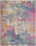 7' X 10' Blue And Pink Abstract Power Loom Area Rug - Homeroots