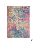 8’ X 10’ Ivory And Multi Abstract Area Rug - Homeroots
