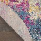 8' Blue And Pink Round Abstract Power Loom Area Rug - Homeroots - Flyclothing LLC